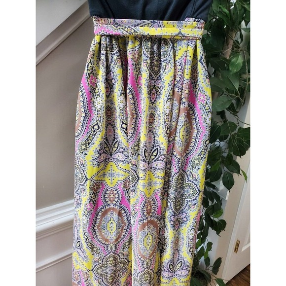 Xhilaration Women Black Yellow Polyester Off The Shoulder Long Maxi Dress Medium - Picture 10 of 14